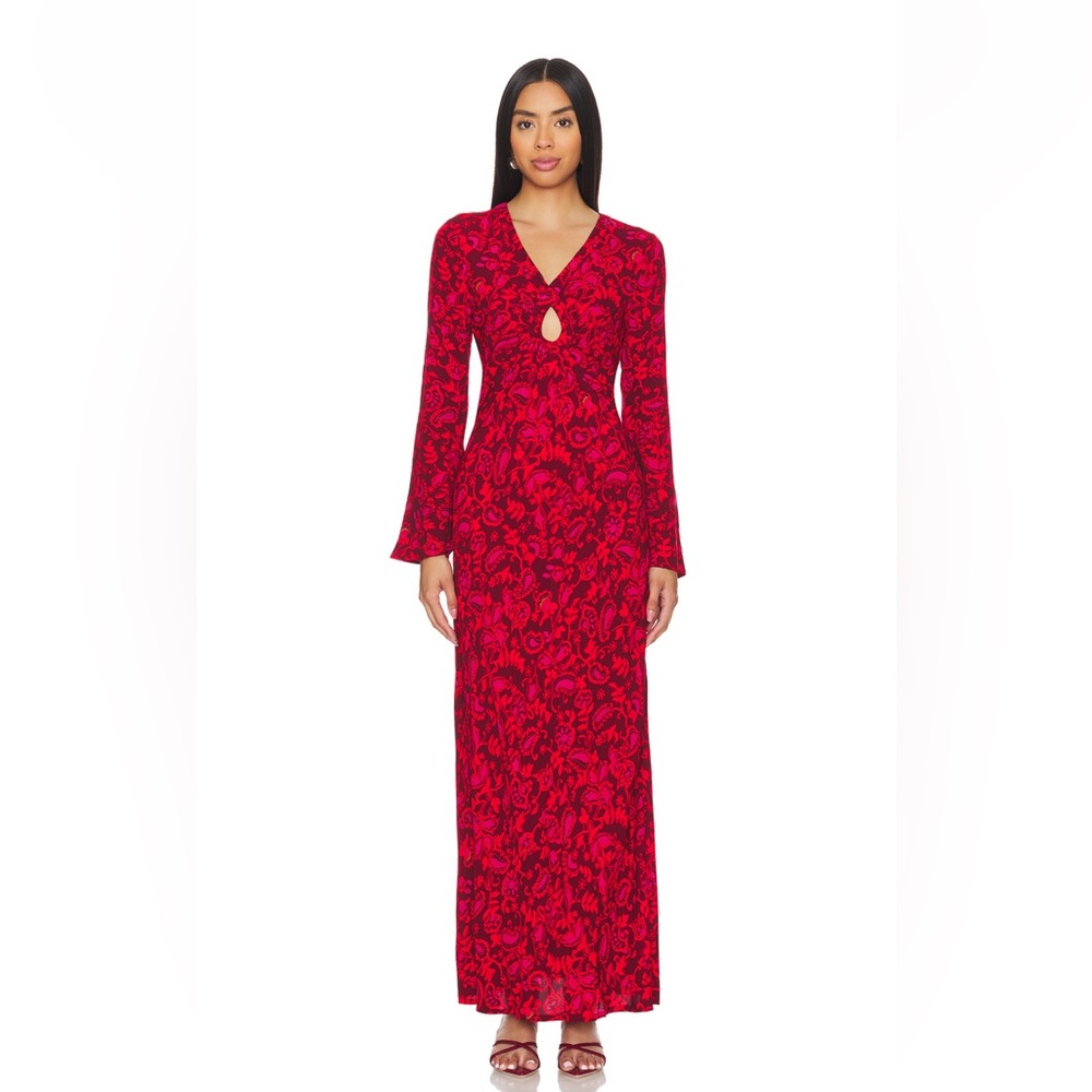 Faithful the Brand Santino Maxi Dress in Selcetta Paisley Red (XS)